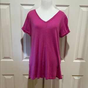 J. Jill Magenta V-Neck Short Sleeve Tee